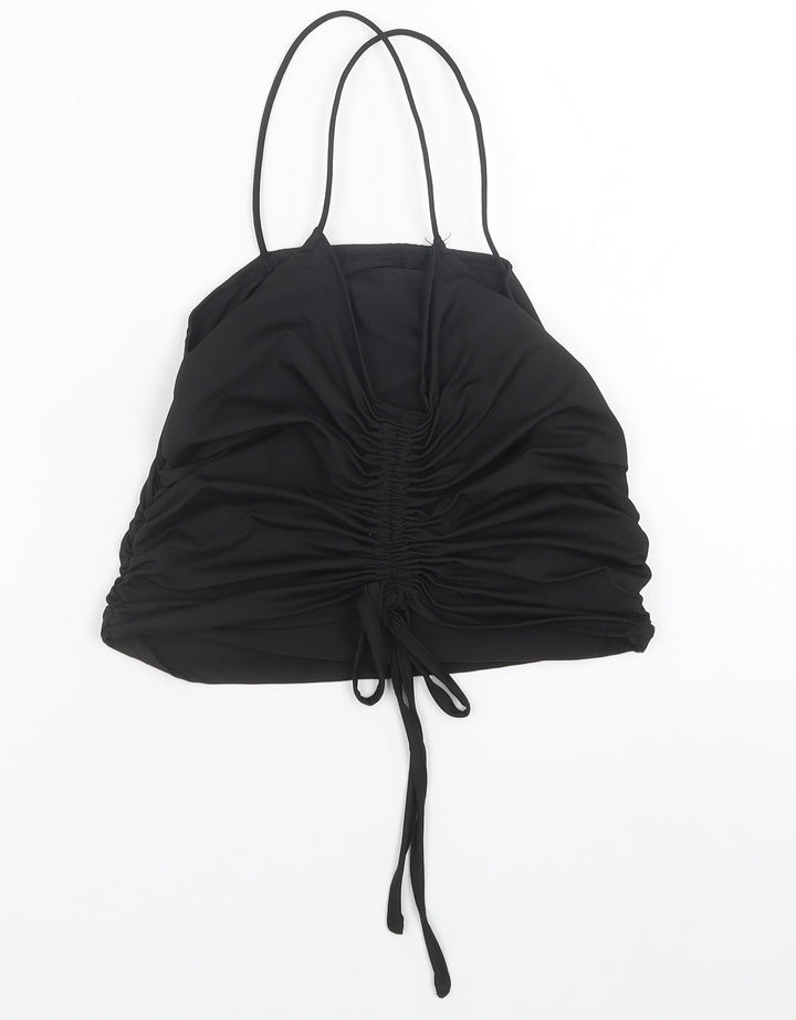 SheIn Womens Black Polyester Basic Tank Size M V-Neck - Ruched