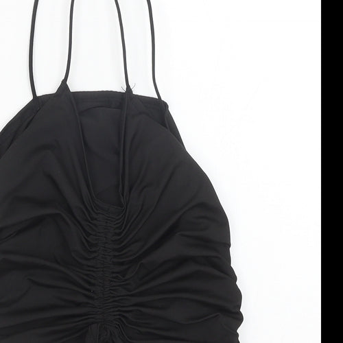 SheIn Womens Black Polyester Basic Tank Size M V-Neck - Ruched