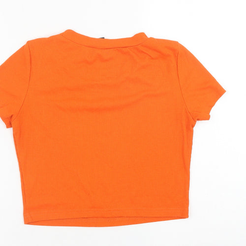 SheIn Womens Orange Polyester Basic T-Shirt Size M Crew Neck