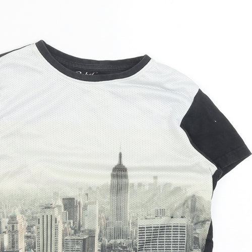 Primark Boys Black Polyester Basic T-Shirt Size 9-10 Years Crew Neck Pullover - New York