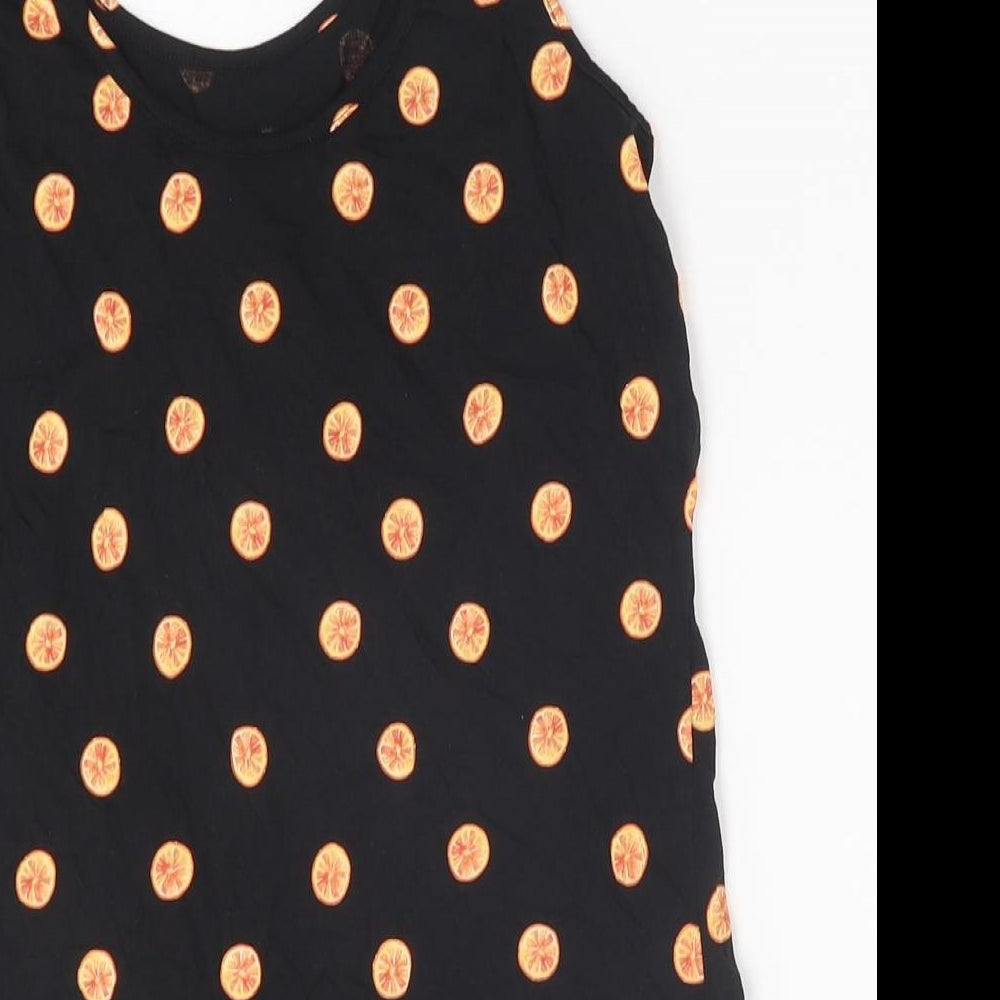 Primark Womens Black Polka Dot Cotton Basic Tank Size S Scoop Neck
