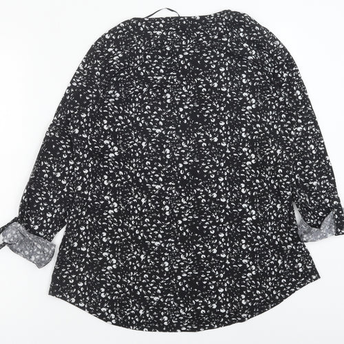 Primark Womens Black Geometric Polyester Basic Blouse Size M V-Neck