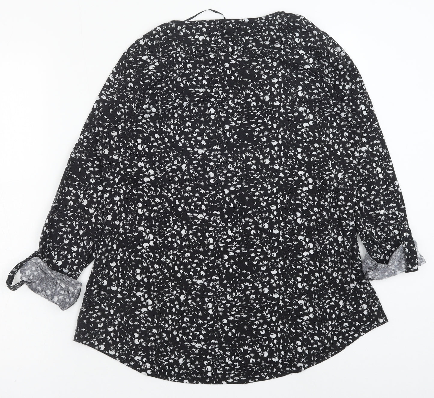 Primark Womens Black Geometric Polyester Basic Blouse Size M V-Neck