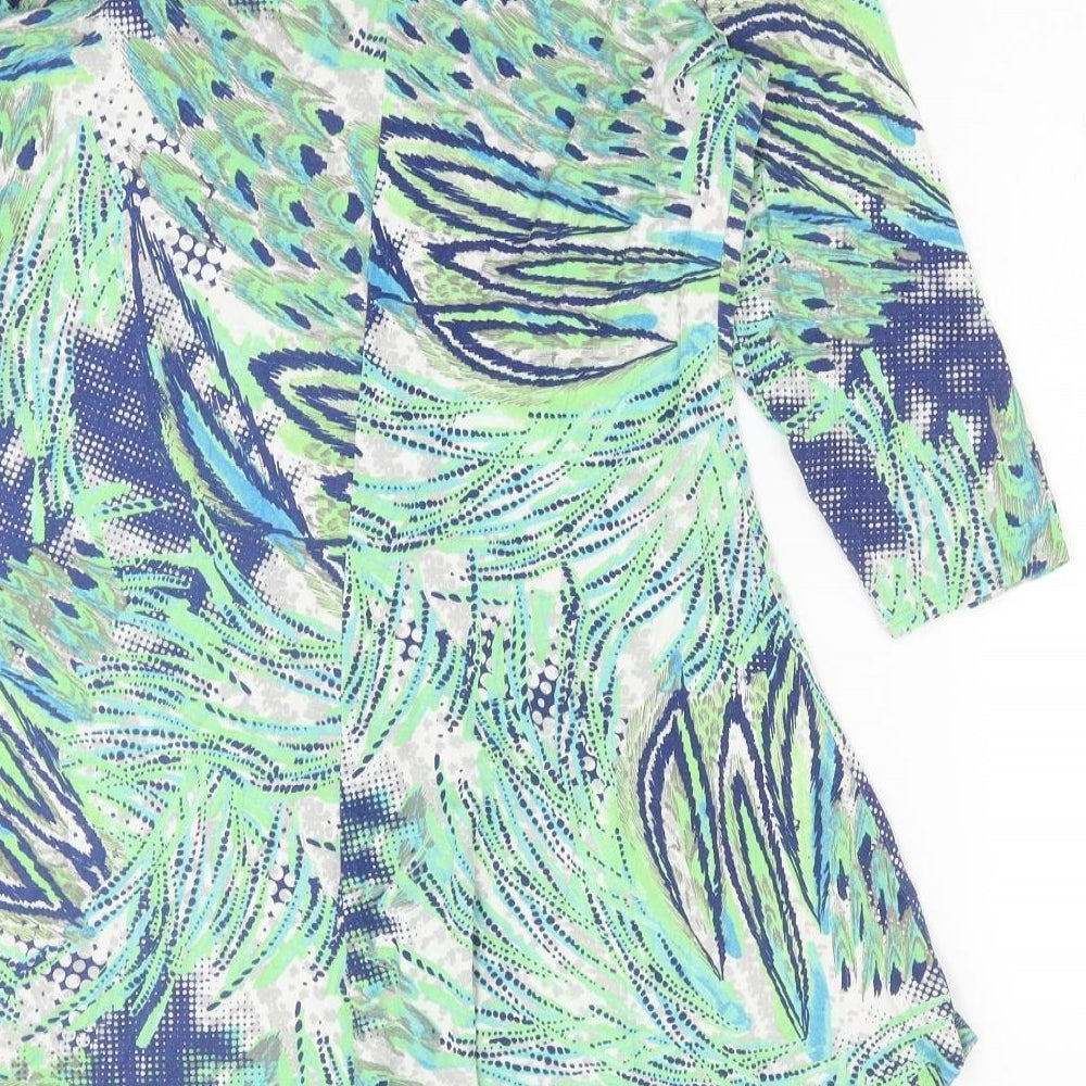 M&Co Womens Multicoloured Geometric Polyester Kimono Blouse Size 14 Scoop Neck