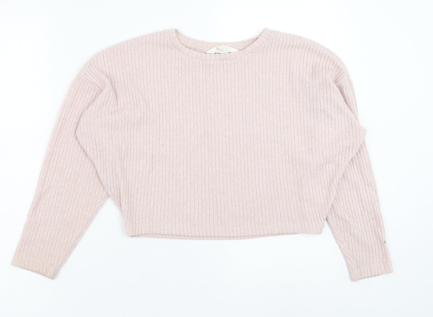 H&M Girls Pink Round Neck Viscose Pullover Jumper Size 10-11 Years Pullover