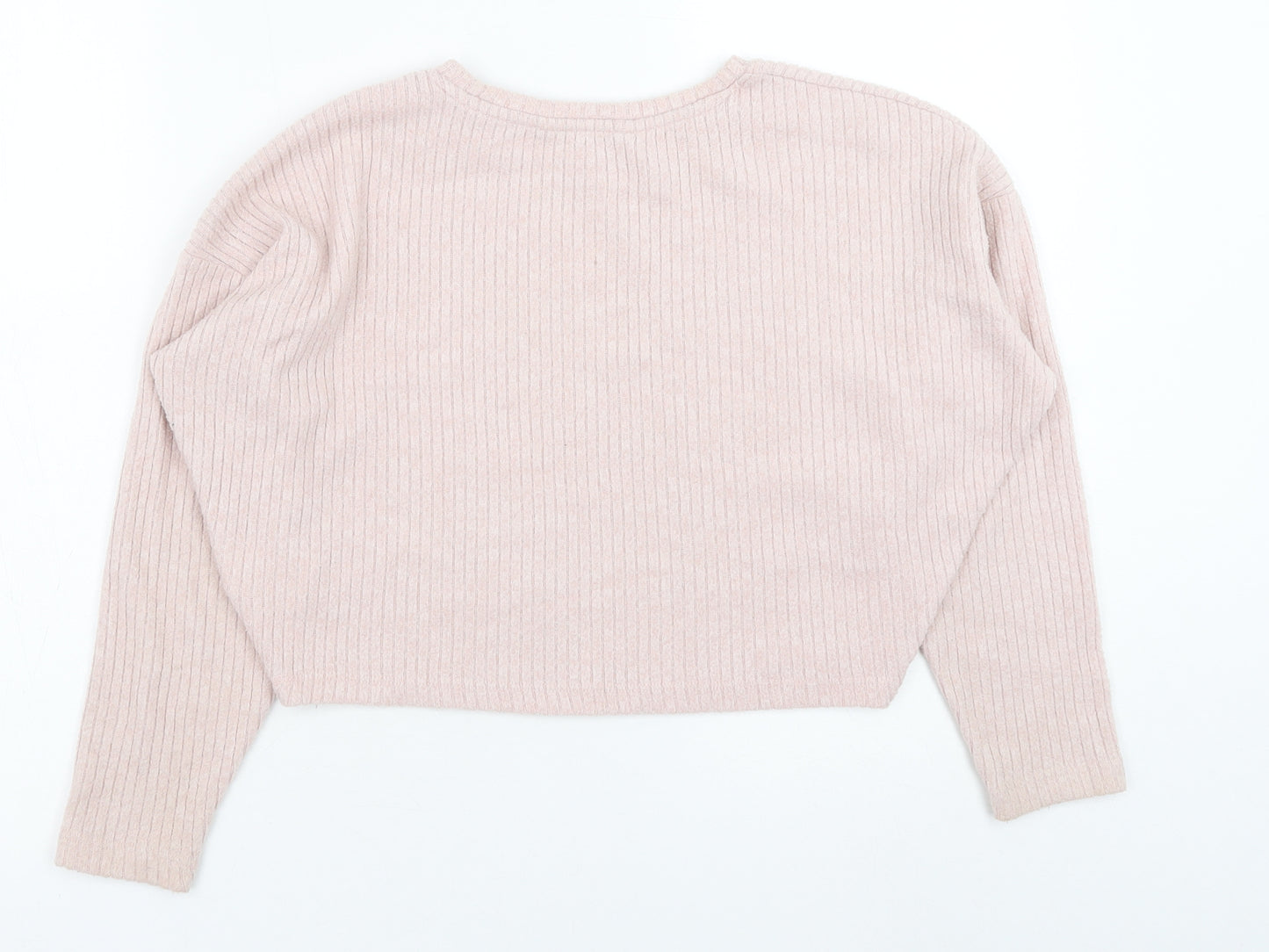 H&M Girls Pink Round Neck Viscose Pullover Jumper Size 10-11 Years Pullover