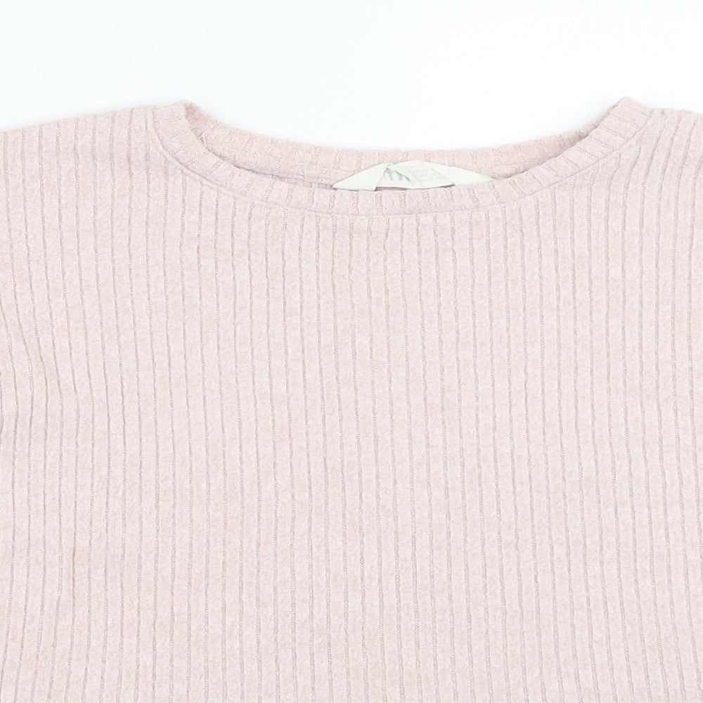 H&M Girls Pink Round Neck Viscose Pullover Jumper Size 10-11 Years Pullover