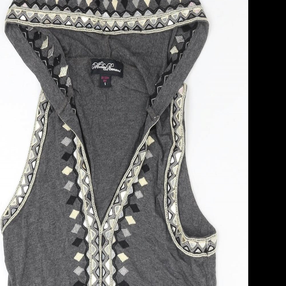 Malini Ramani Womens Grey Polyester Basic Blouse Size S Round Neck