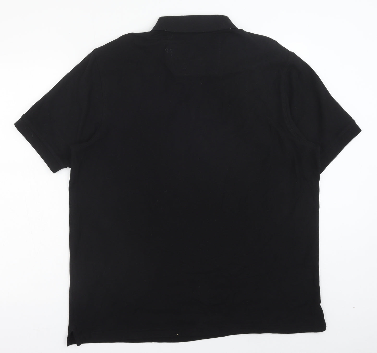 Marks and Spencer Mens Black Cotton Polo Size L Collared Button
