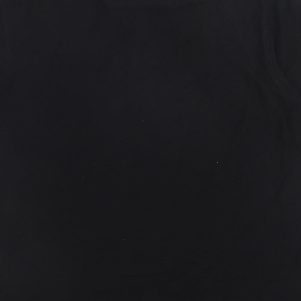 Marks and Spencer Mens Black Cotton Polo Size L Collared Button