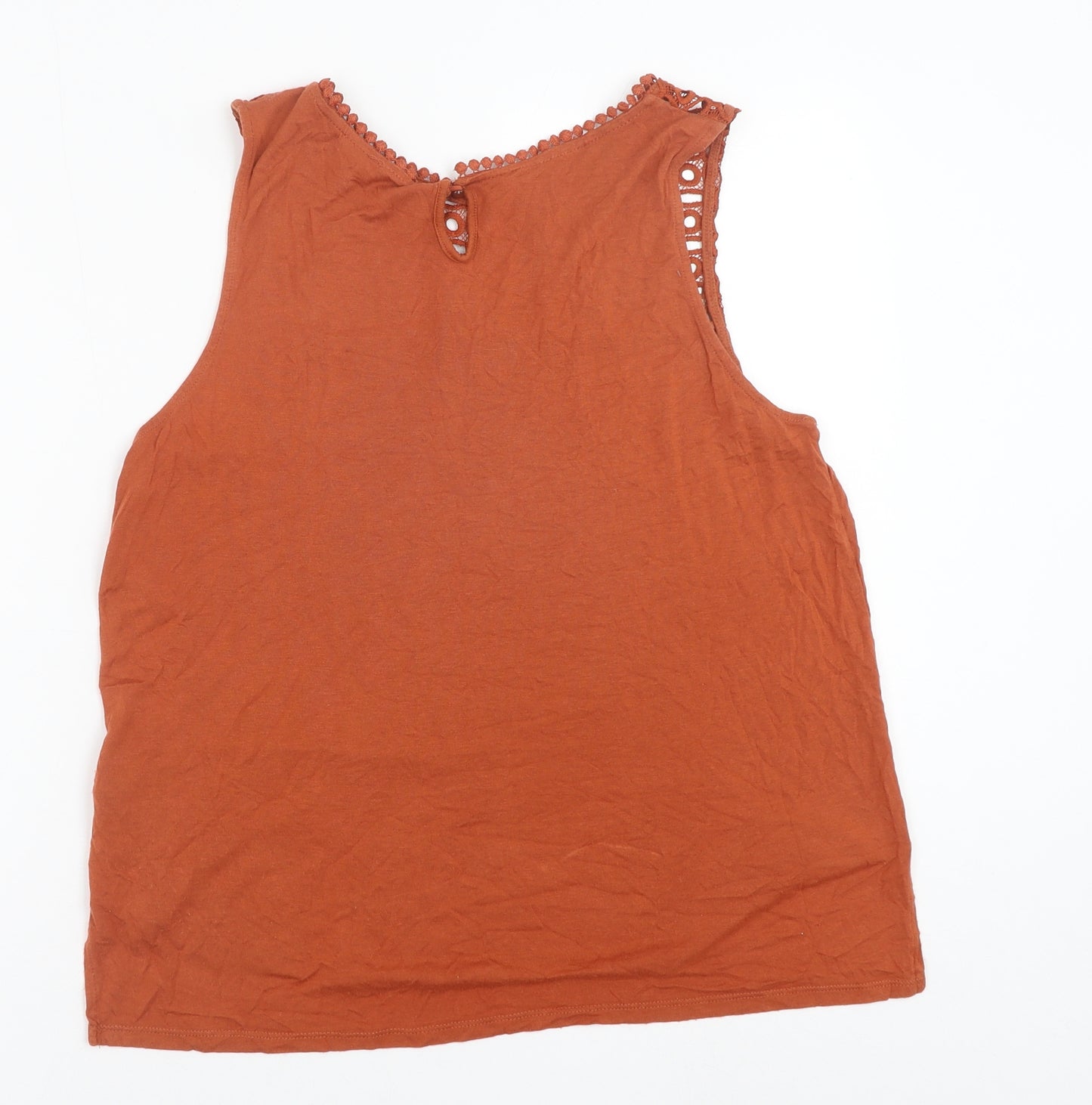 H&M Womens Orange Polyester Basic Blouse Size S Round Neck