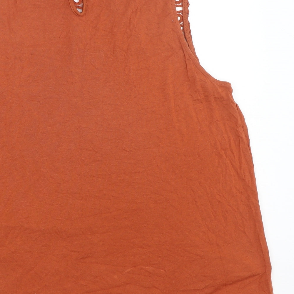 H&M Womens Orange Polyester Basic Blouse Size S Round Neck
