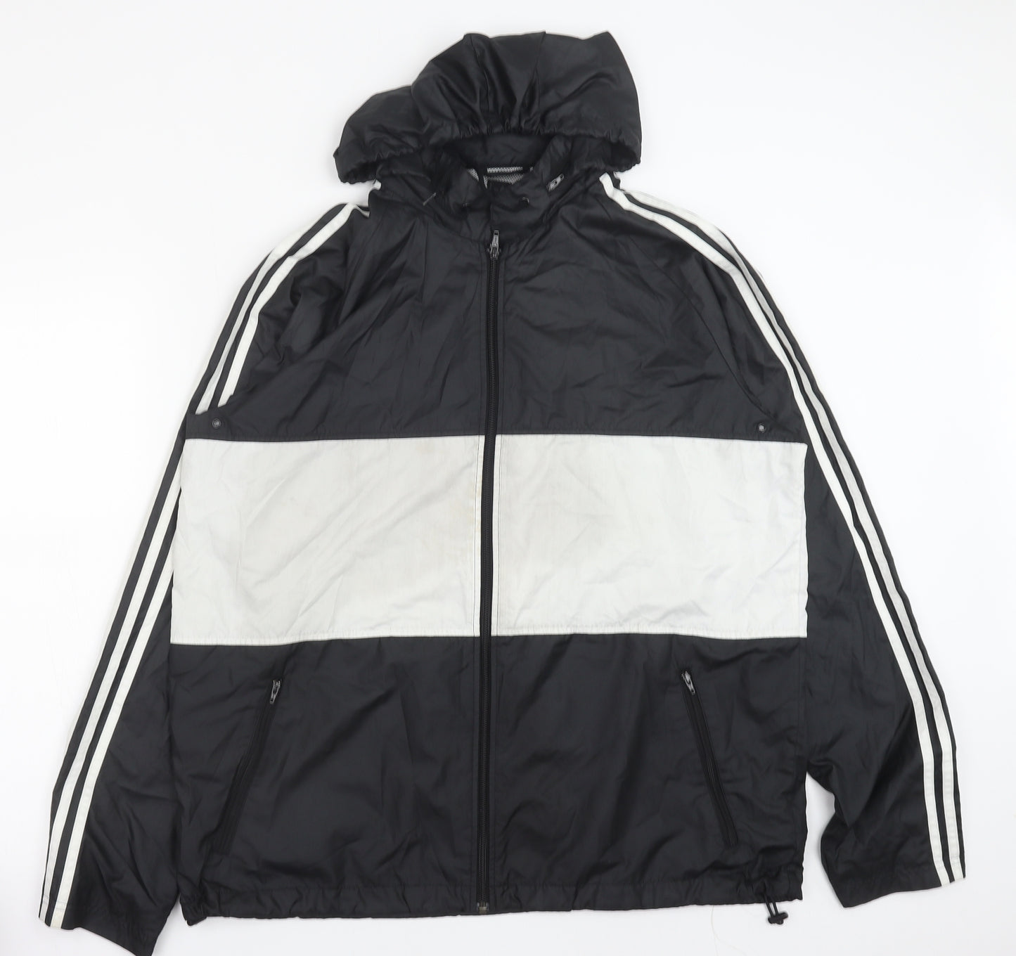 adidas Mens Black Windbreaker Jacket Size XL Zip