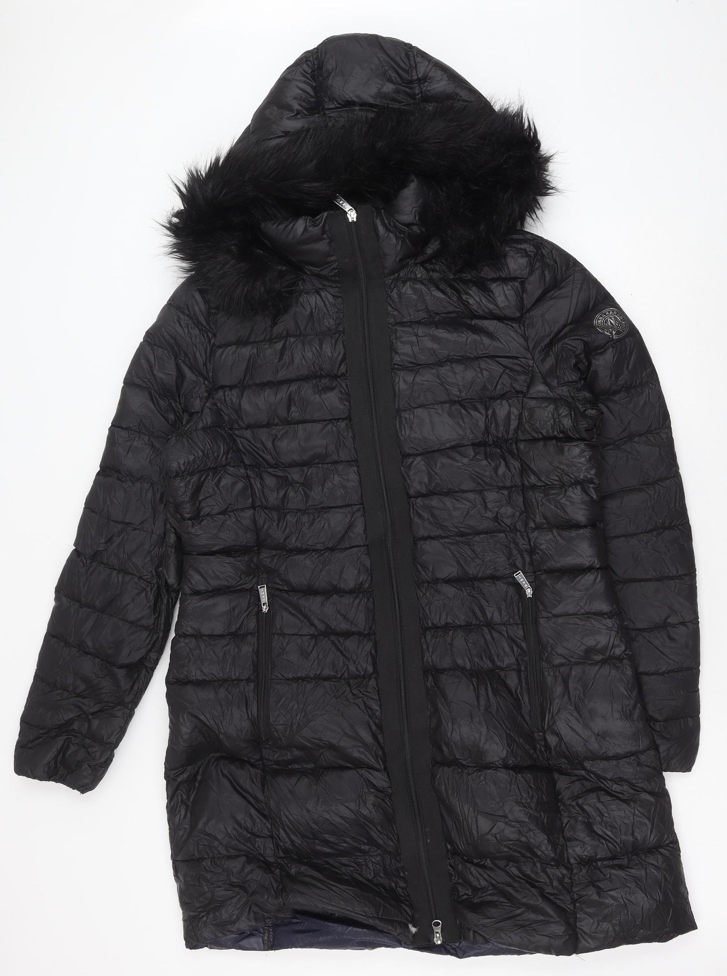 DKNY Womens Black Puffer Jacket Coat Size L Zip
