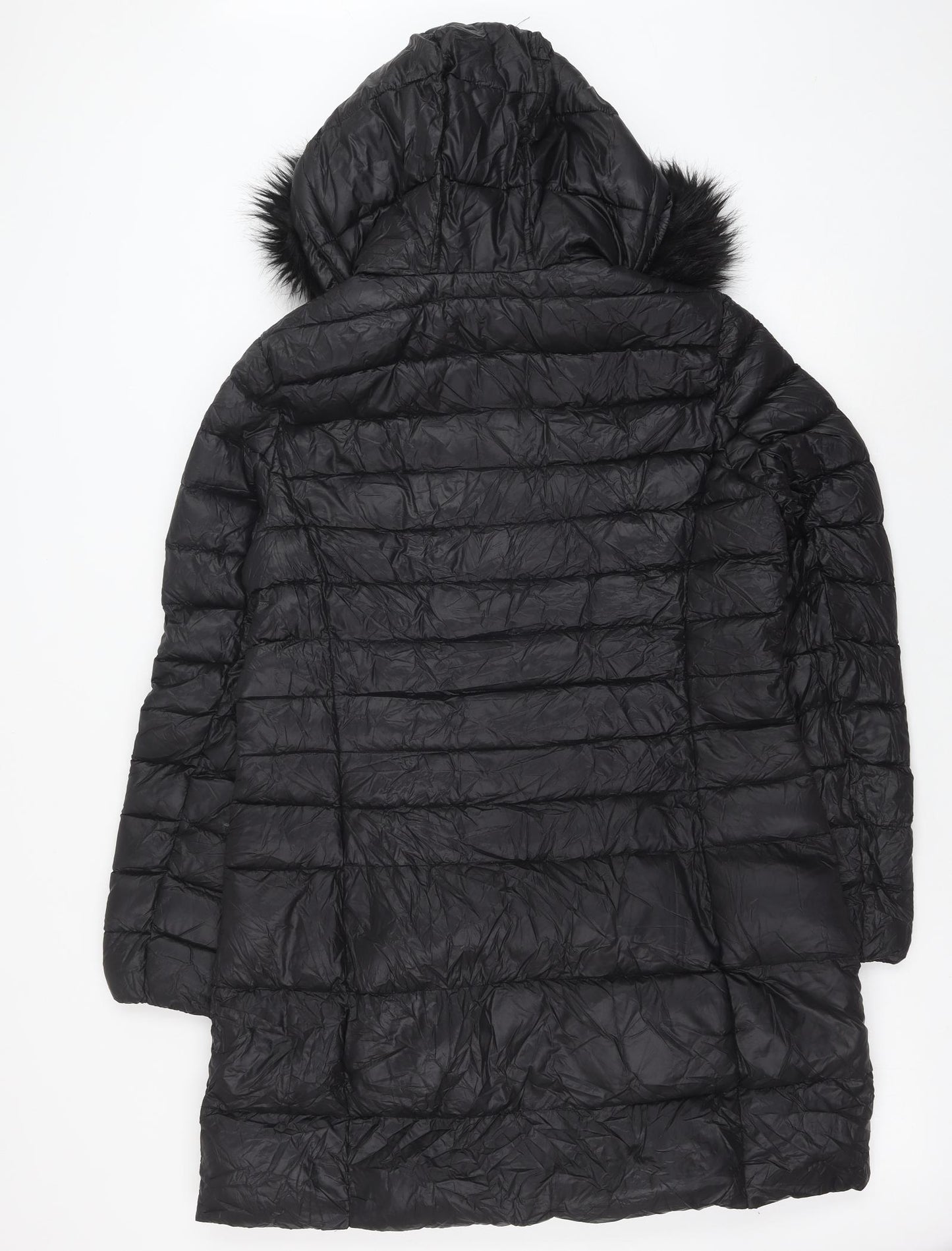 DKNY Womens Black Puffer Jacket Coat Size L Zip
