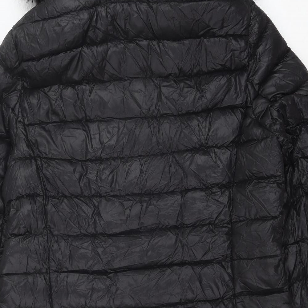 DKNY Womens Black Puffer Jacket Coat Size L Zip