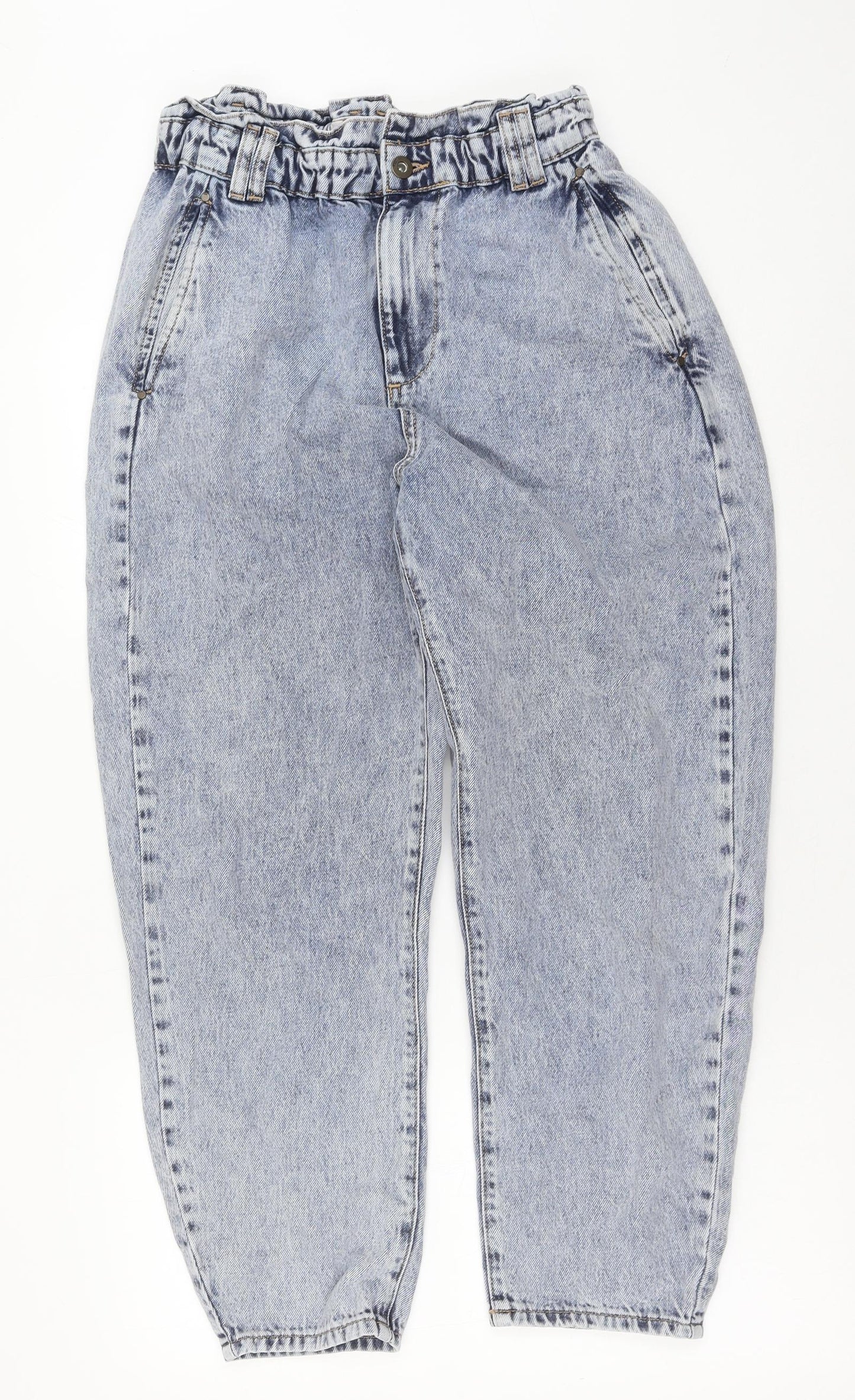 Zara Womens Blue Cotton Mom Jeans Size 12 Regular Button