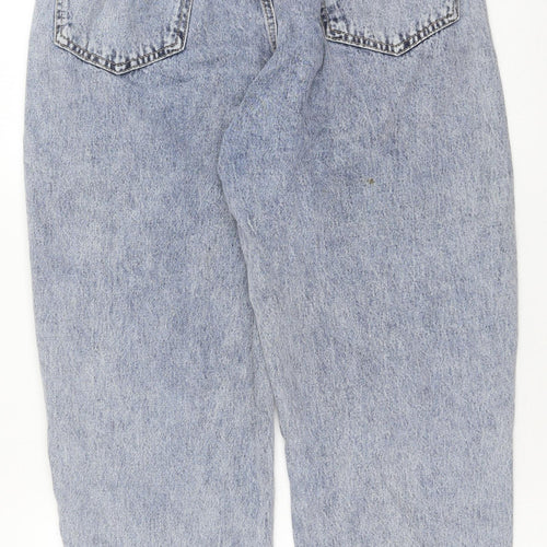 Zara Womens Blue Cotton Mom Jeans Size 12 Regular Button