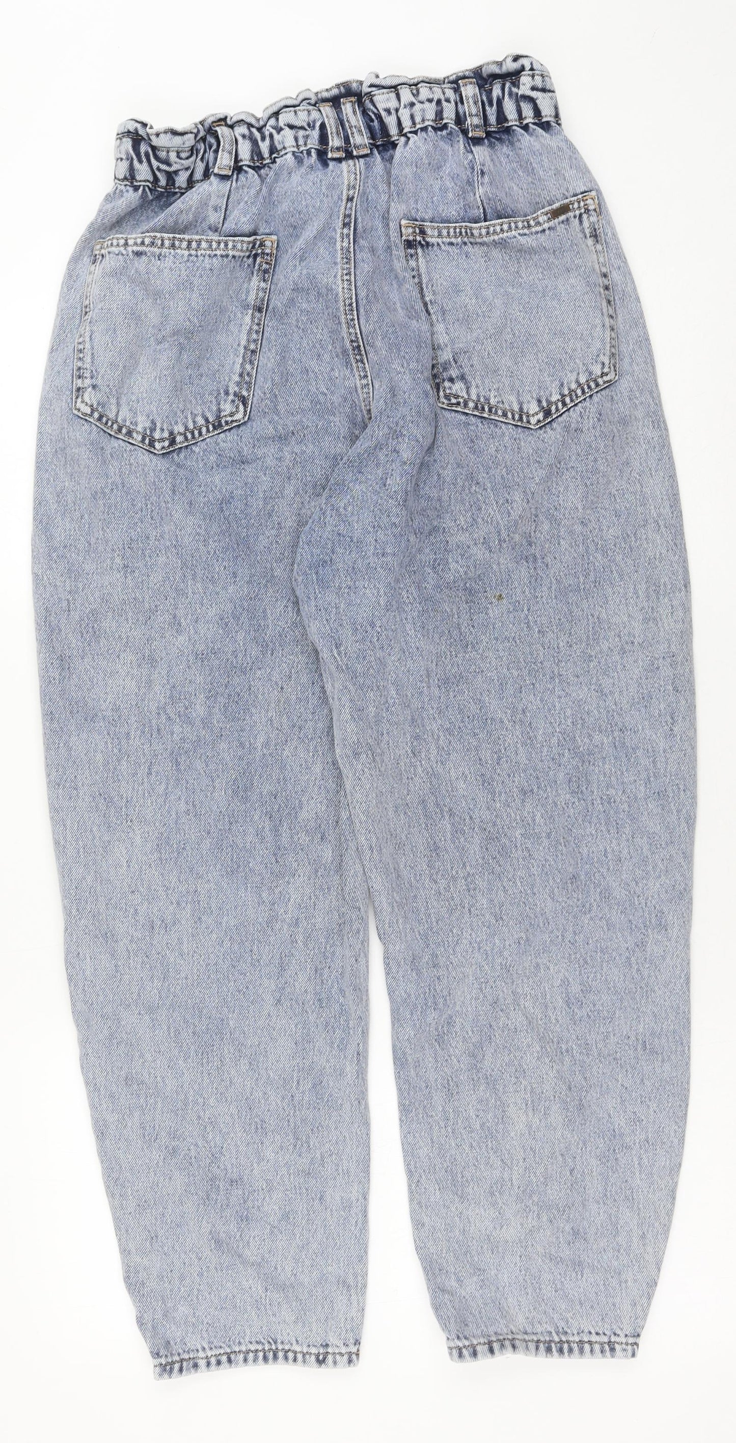 Zara Womens Blue Cotton Mom Jeans Size 12 Regular Button