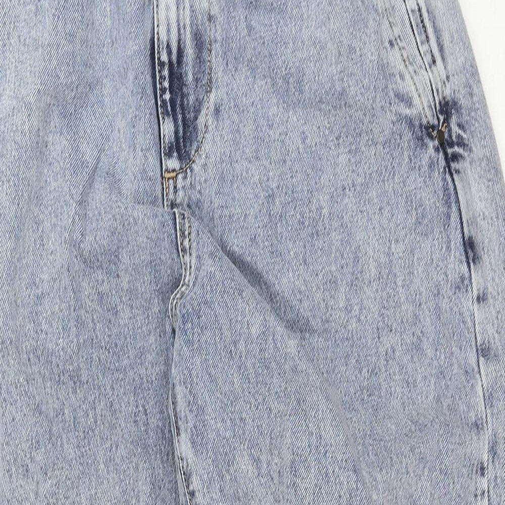 Zara Womens Blue Cotton Mom Jeans Size 12 Regular Button