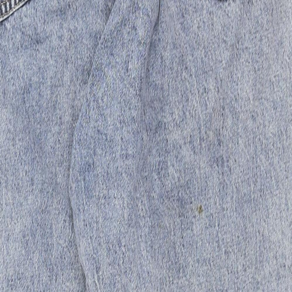 Zara Womens Blue Cotton Mom Jeans Size 12 Regular Button