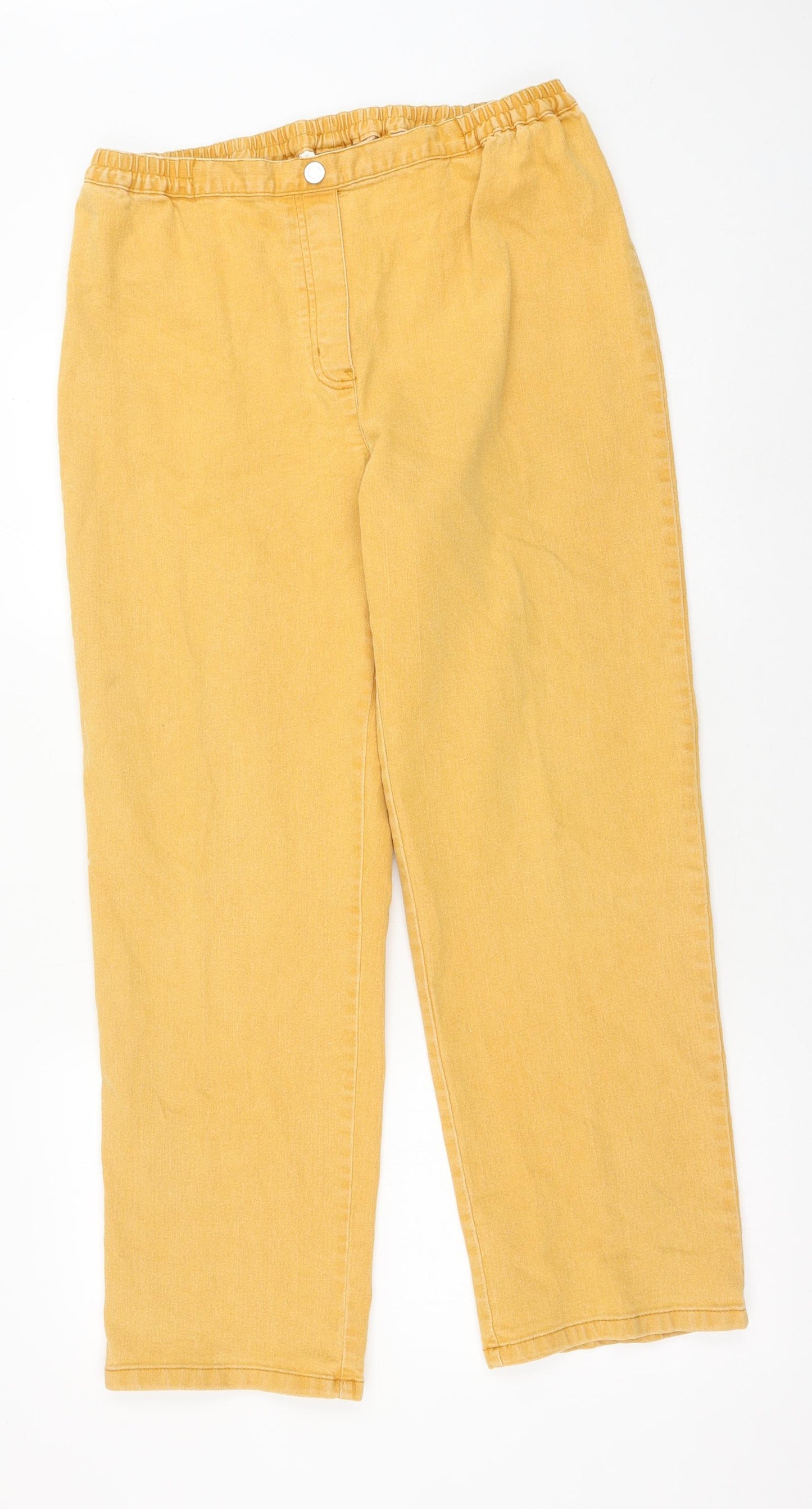 Preworn Womens Yellow Cotton Straight Jeans Size 20 Regular Button