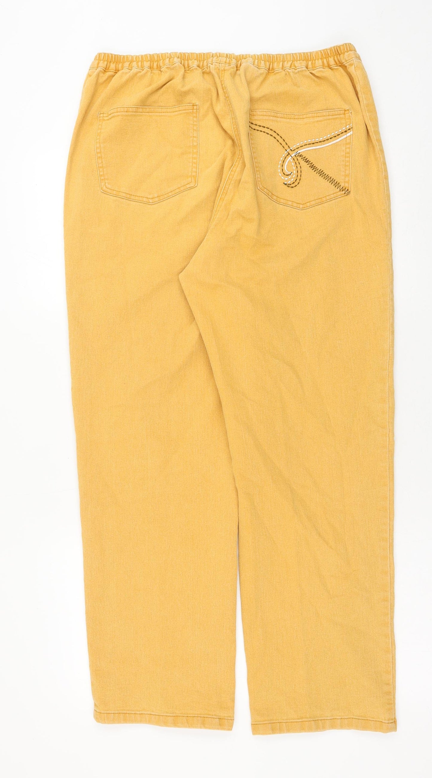 Preworn Womens Yellow Cotton Straight Jeans Size 20 Regular Button