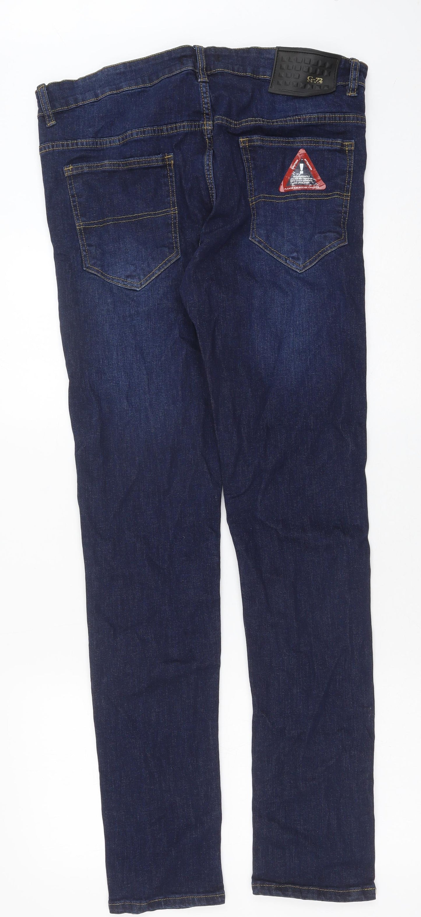 G-72 Denim Mens Blue Cotton Skinny Jeans Size 34 in L32 in Regular Button