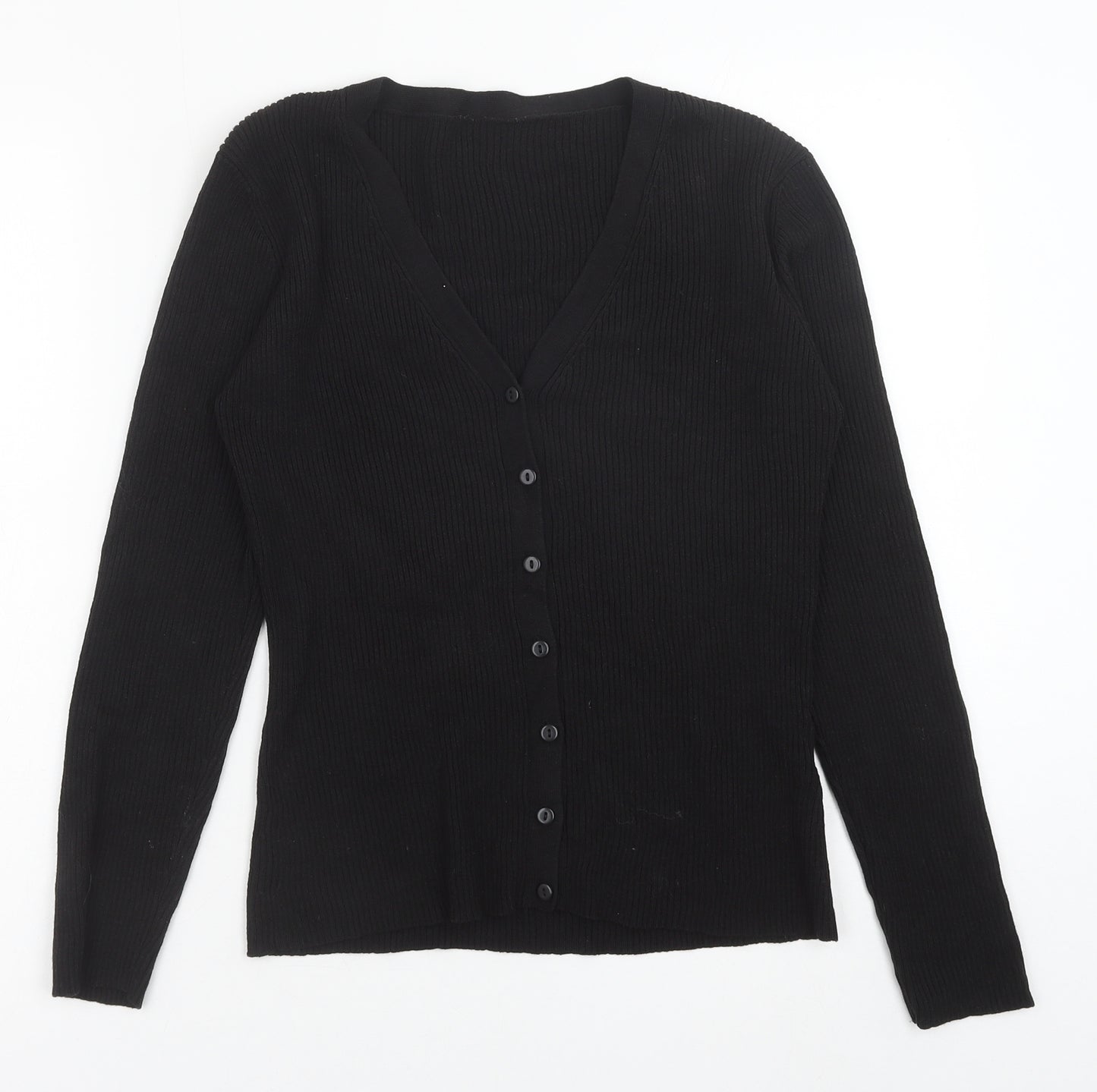 Marks and Spencer Womens Black V-Neck Acrylic Cardigan Jumper Size 16