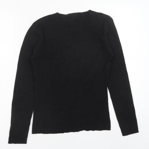Marks and Spencer Womens Black V-Neck Acrylic Cardigan Jumper Size 16