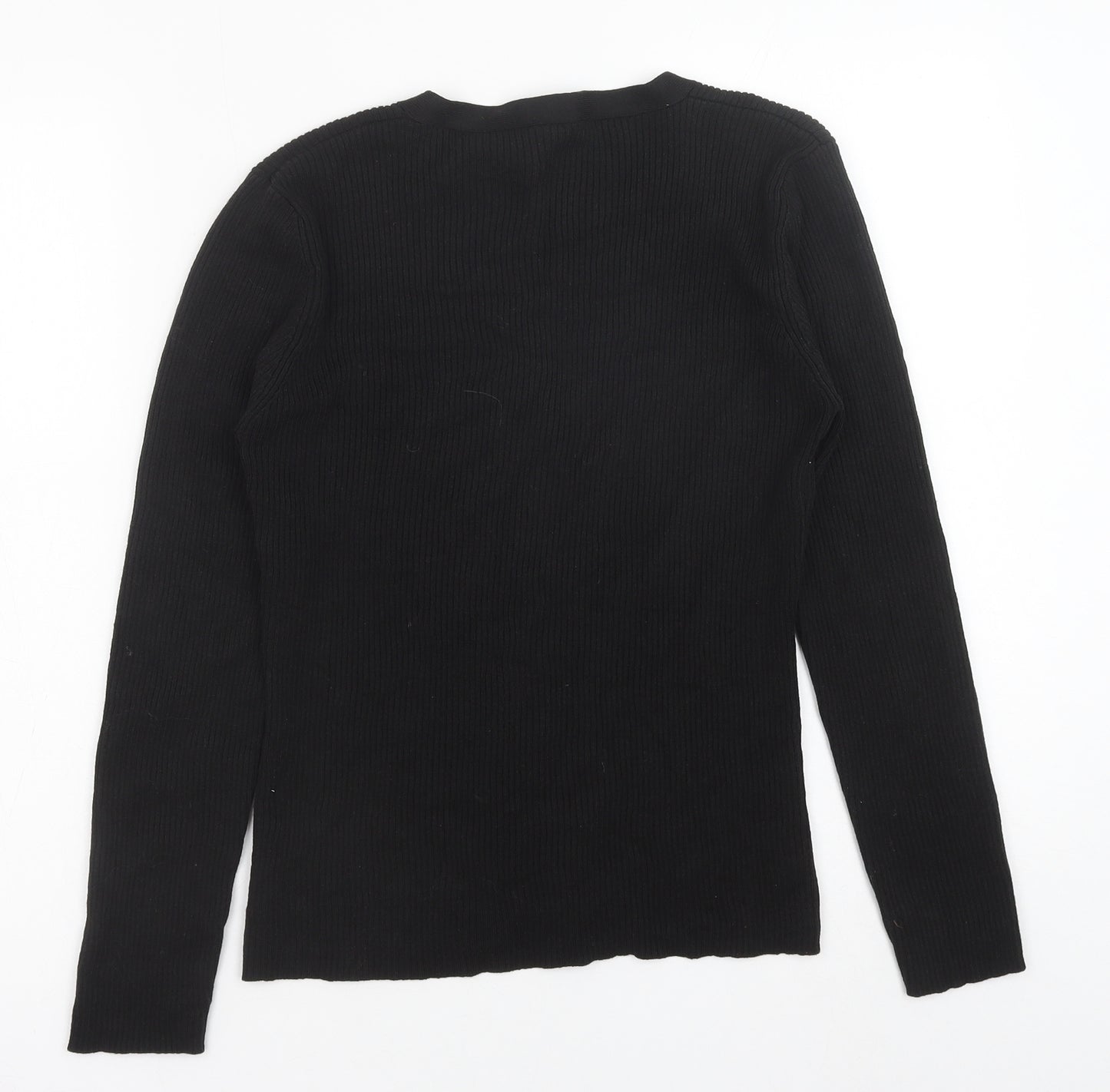 Marks and Spencer Womens Black V-Neck Acrylic Cardigan Jumper Size 16