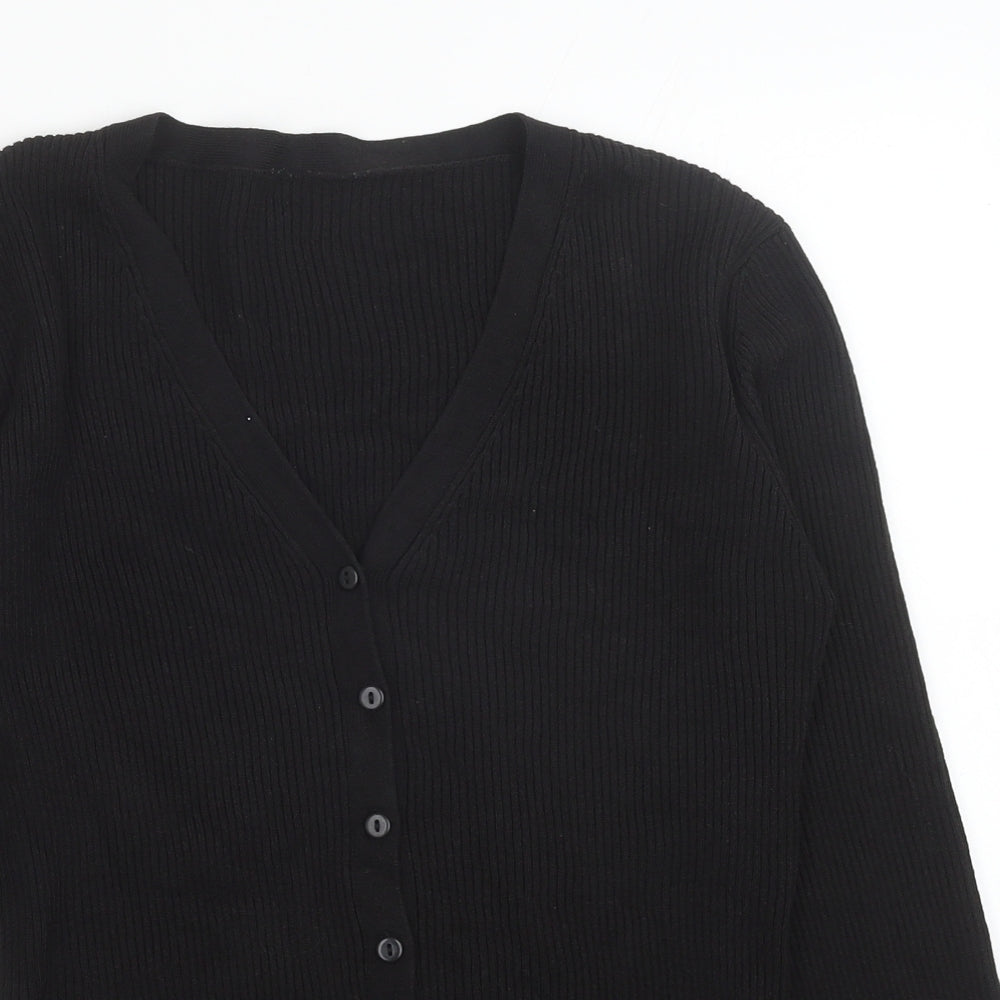 Marks and Spencer Womens Black V-Neck Acrylic Cardigan Jumper Size 16
