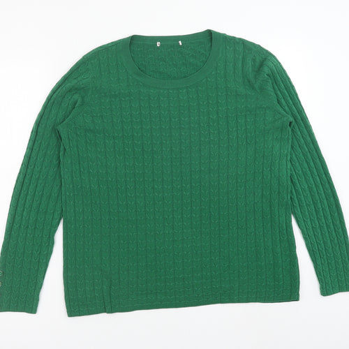 Marks and Spencer Womens Green Round Neck Acrylic Pullover Jumper Size 16