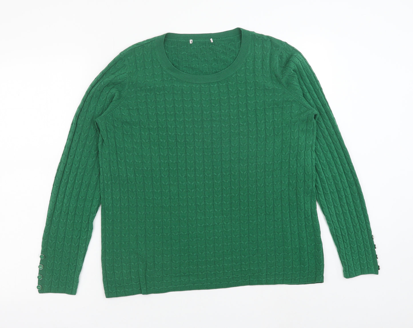 Marks and Spencer Womens Green Round Neck Acrylic Pullover Jumper Size 16