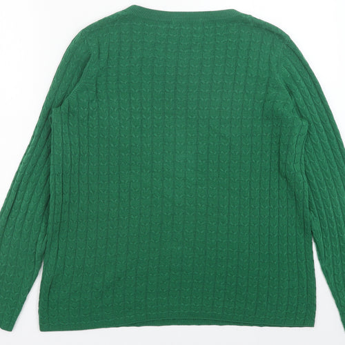 Marks and Spencer Womens Green Round Neck Acrylic Pullover Jumper Size 16