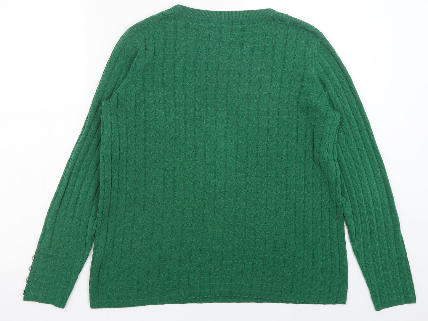 Marks and Spencer Womens Green Round Neck Acrylic Pullover Jumper Size 16