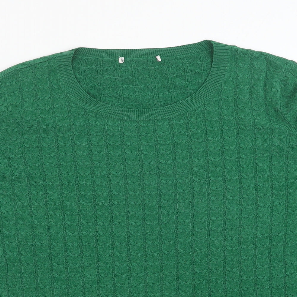 Marks and Spencer Womens Green Round Neck Acrylic Pullover Jumper Size 16