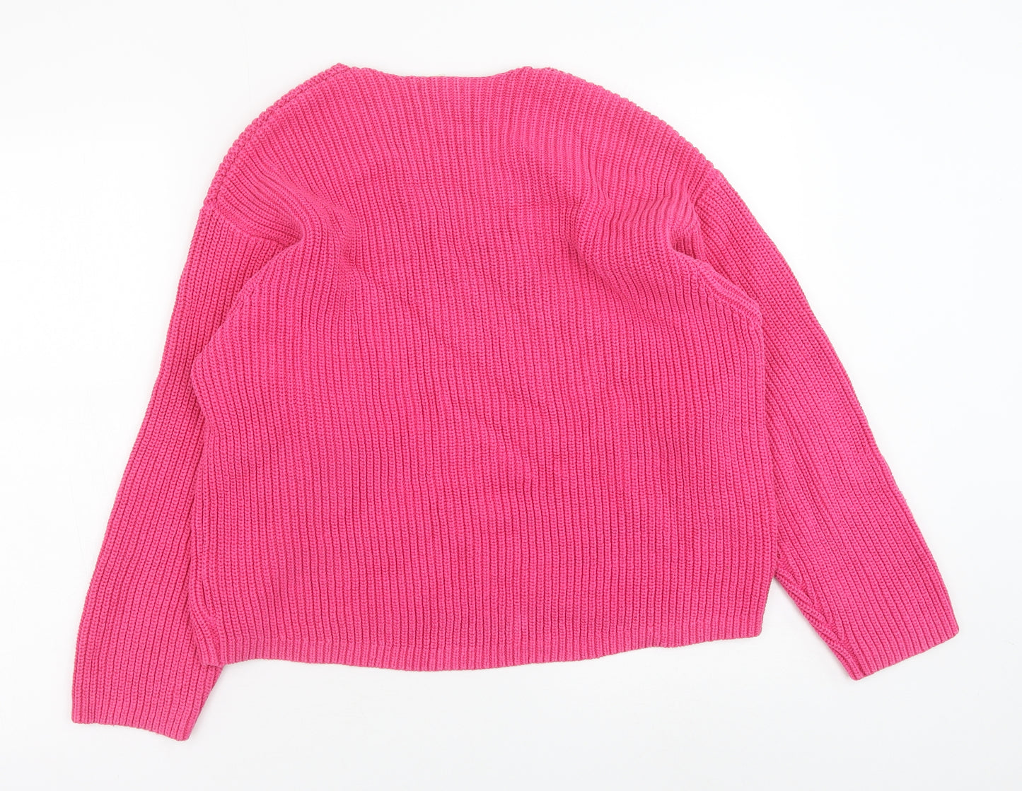H&M Womens Pink V-Neck Acrylic Pullover Jumper Size S