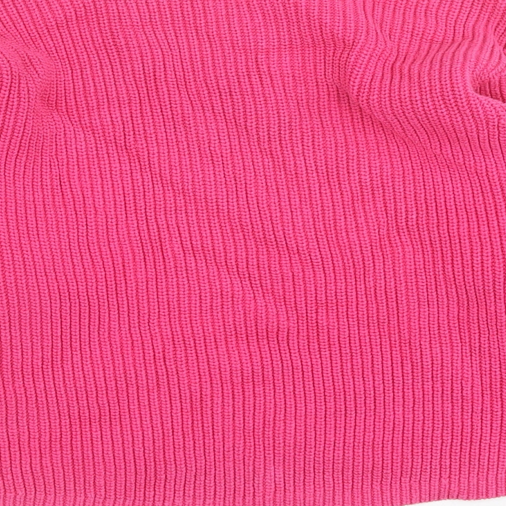 H&M Womens Pink V-Neck Acrylic Pullover Jumper Size S