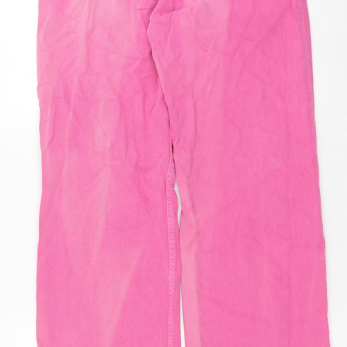 Zara Womens Pink Cotton Straight Jeans Size 12 L35 in Regular Button