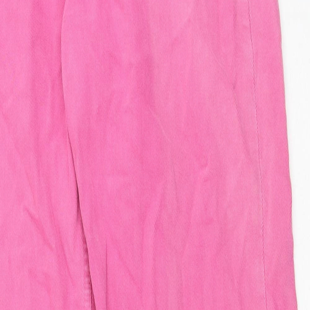 Zara Womens Pink Cotton Straight Jeans Size 12 L35 in Regular Button