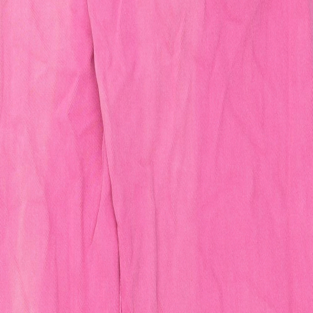 Zara Womens Pink Cotton Straight Jeans Size 12 L35 in Regular Button