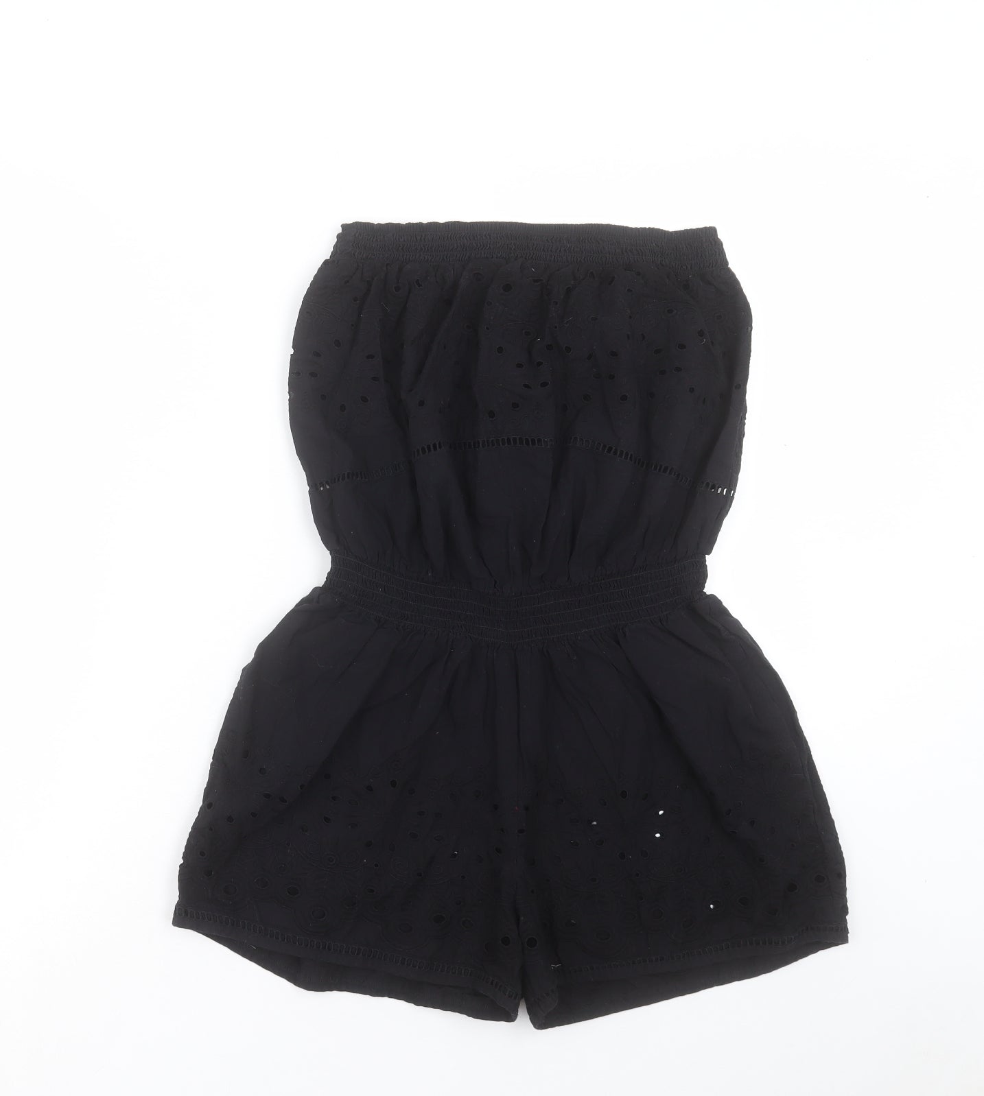 NEXT Womens Black Cotton Playsuit One-Piece Size 12 Pullover