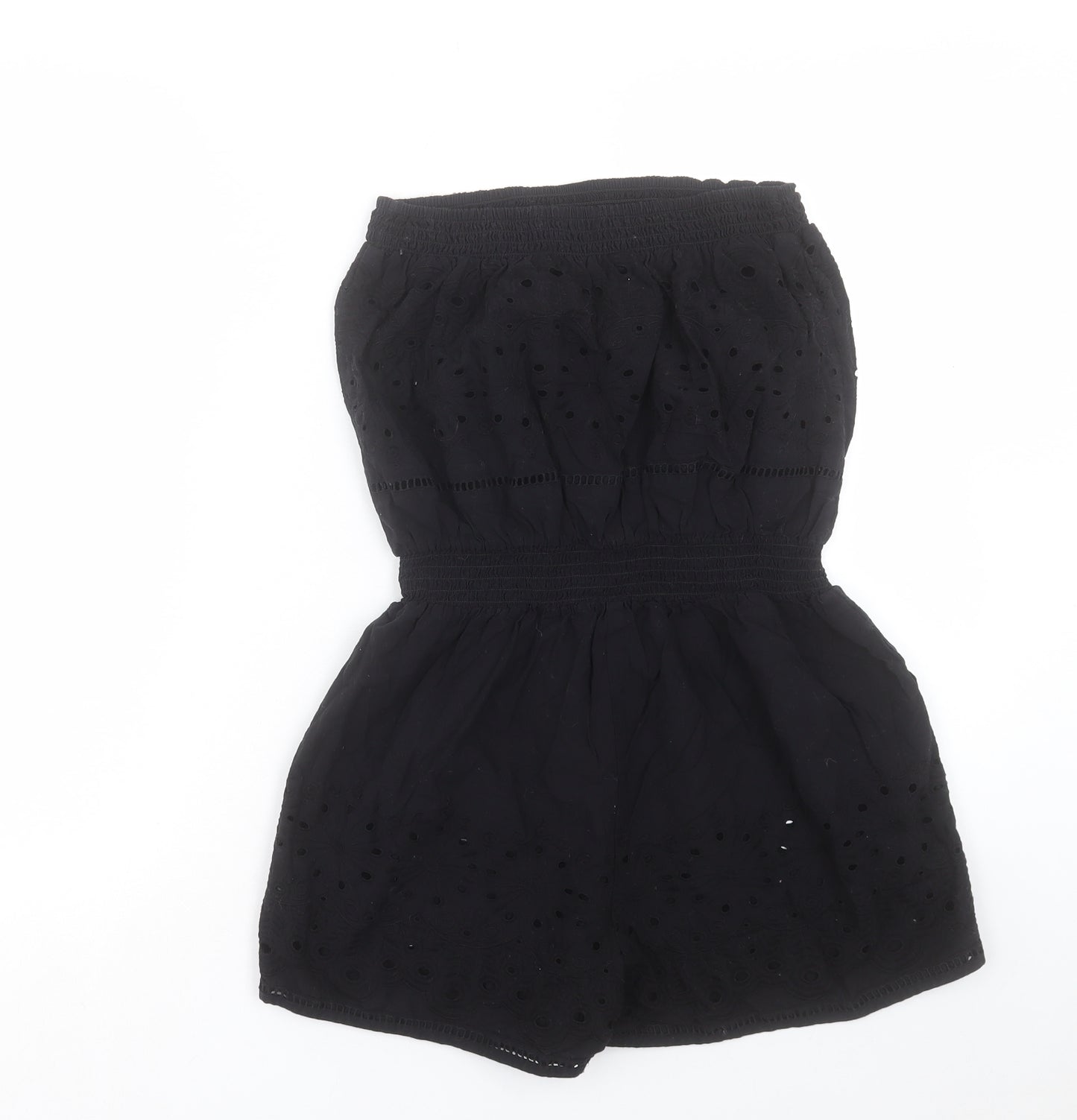 NEXT Womens Black Cotton Playsuit One-Piece Size 12 Pullover