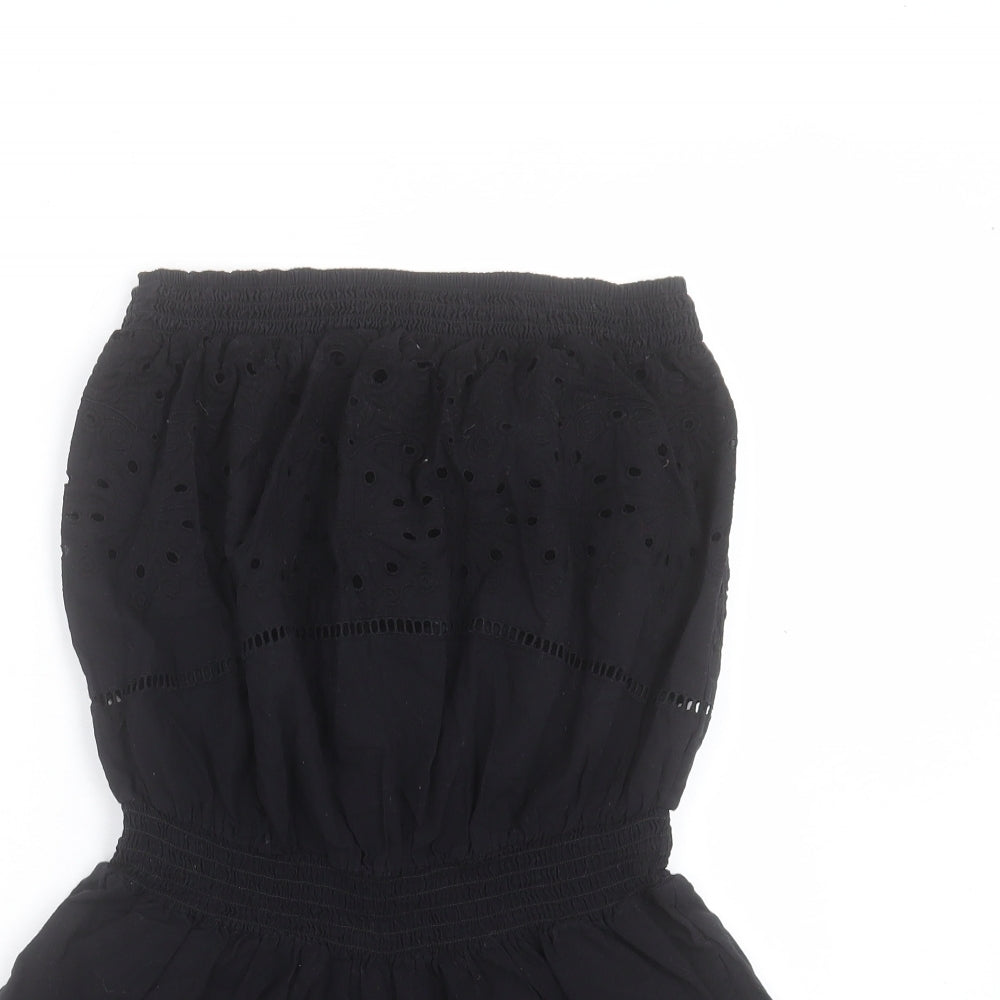 NEXT Womens Black Cotton Playsuit One-Piece Size 12 Pullover