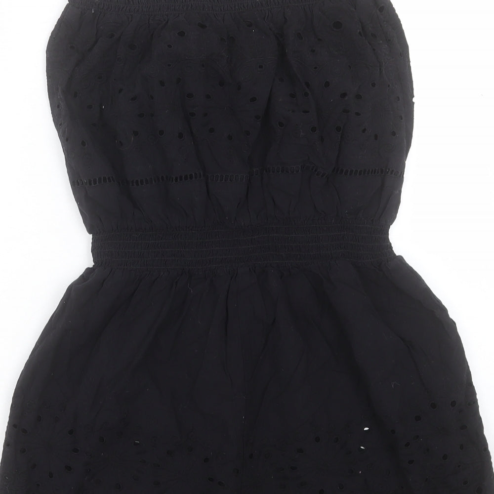 NEXT Womens Black Cotton Playsuit One-Piece Size 12 Pullover