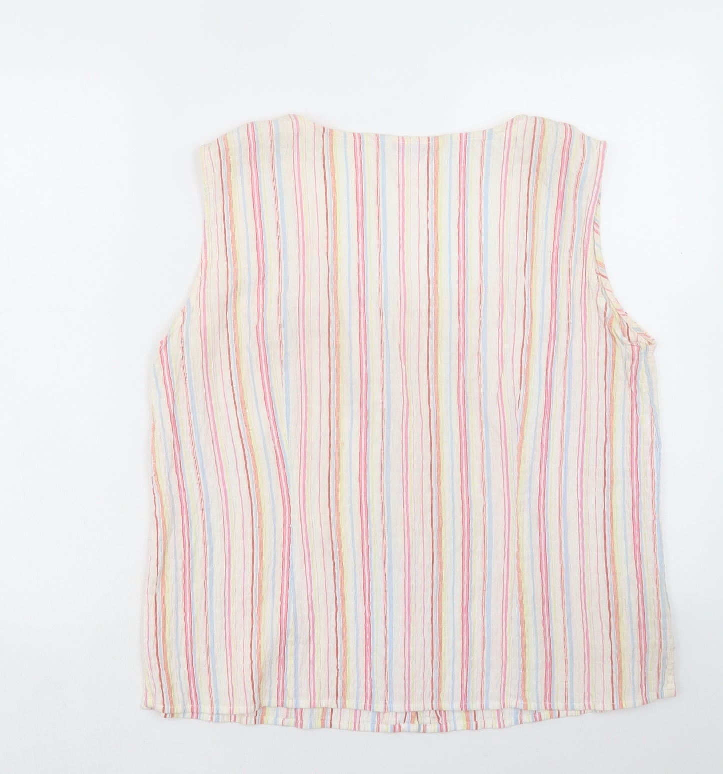 Papaya Womens Multicoloured Striped Cotton Basic Button-Up Size 20 Round Neck