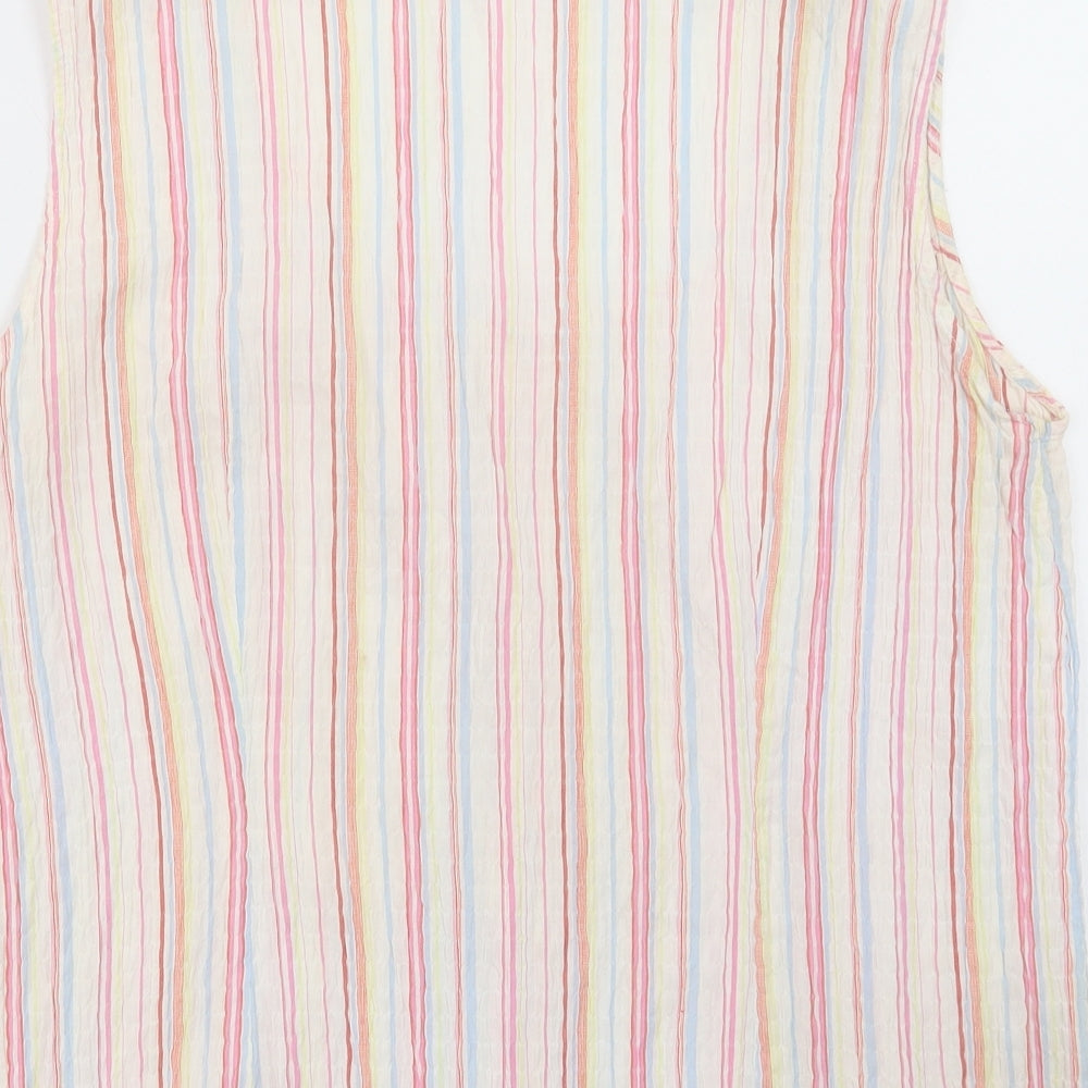 Papaya Womens Multicoloured Striped Cotton Basic Button-Up Size 20 Round Neck