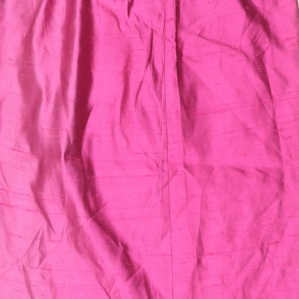 Preworn Womens Pink Polyester A-Line Skirt Size 30 in Zip