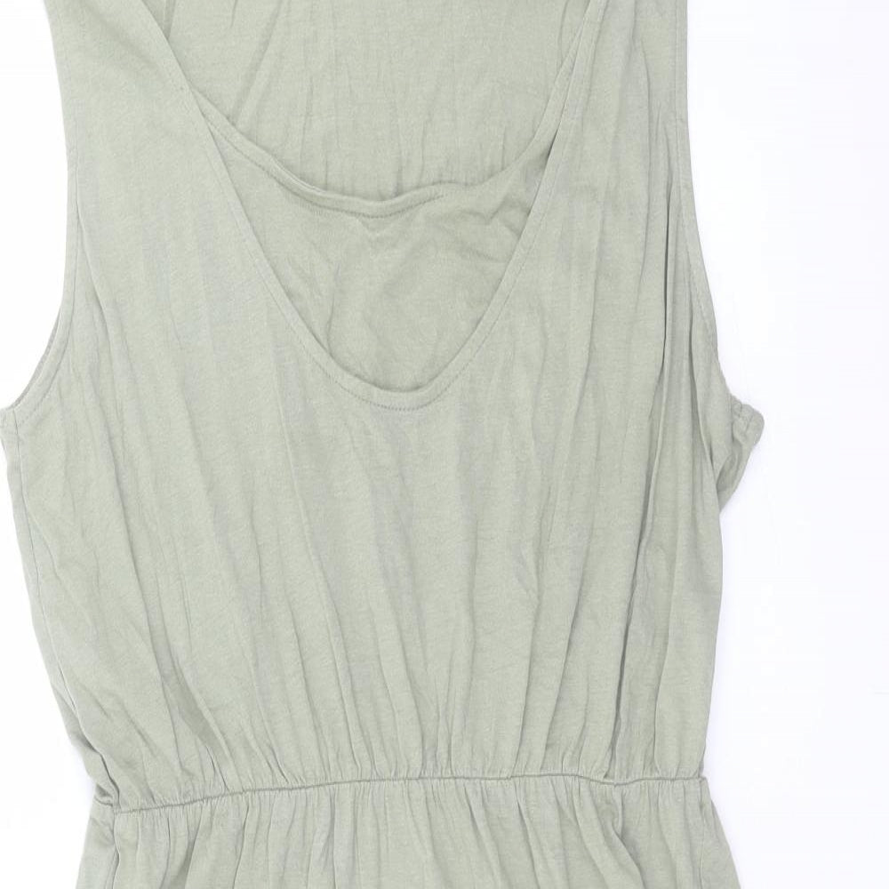 H&M Womens Green Modal Skater Dress Size L V-Neck Pullover